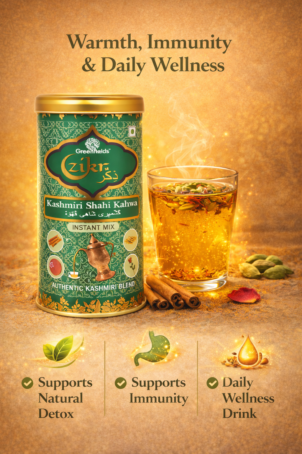 Zikr™ Kashmiri Shahi Kahwa Instant Mix, 250g | Authentic Kahwa from Kashmir| Real ingredients| No flavours/Essence used.