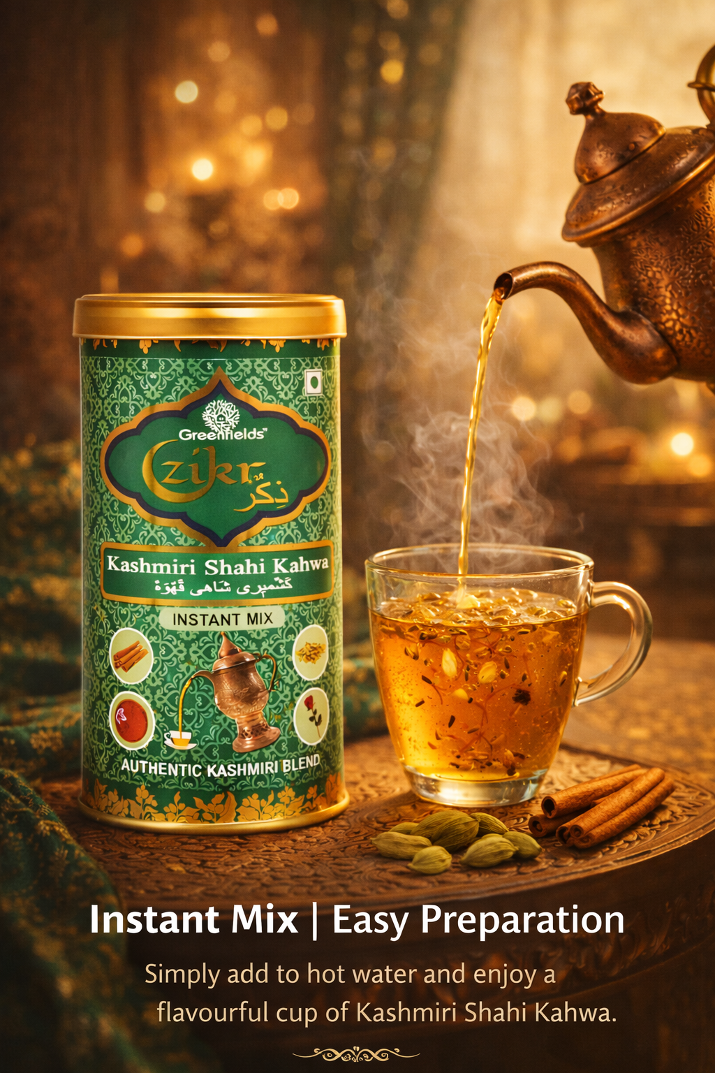 Zikr™ Kashmiri Shahi Kahwa Instant Mix, 250g | Authentic Kahwa from Kashmir|  Real ingredients| No flavours/Essence used.