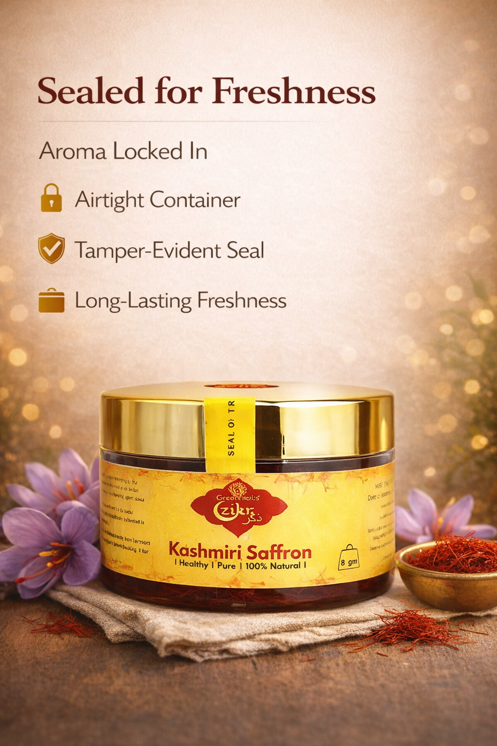 Zikr Kashmiri Saffron, 5gm, Pure and Natural, Premium Grade, Procured and packed in Kashmir